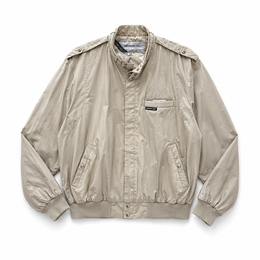 Members Only Iconic Cafe Racer Jacket Mens Size 42 Tan Vintage Bomber